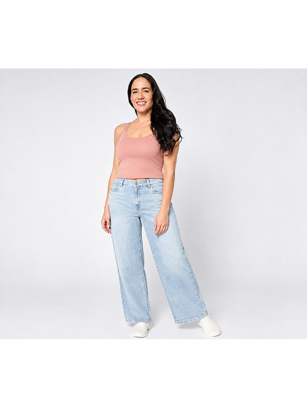 AnyBody Denim Effect French Terry Wide Leg Pants Light Wash, Size Petite 1X